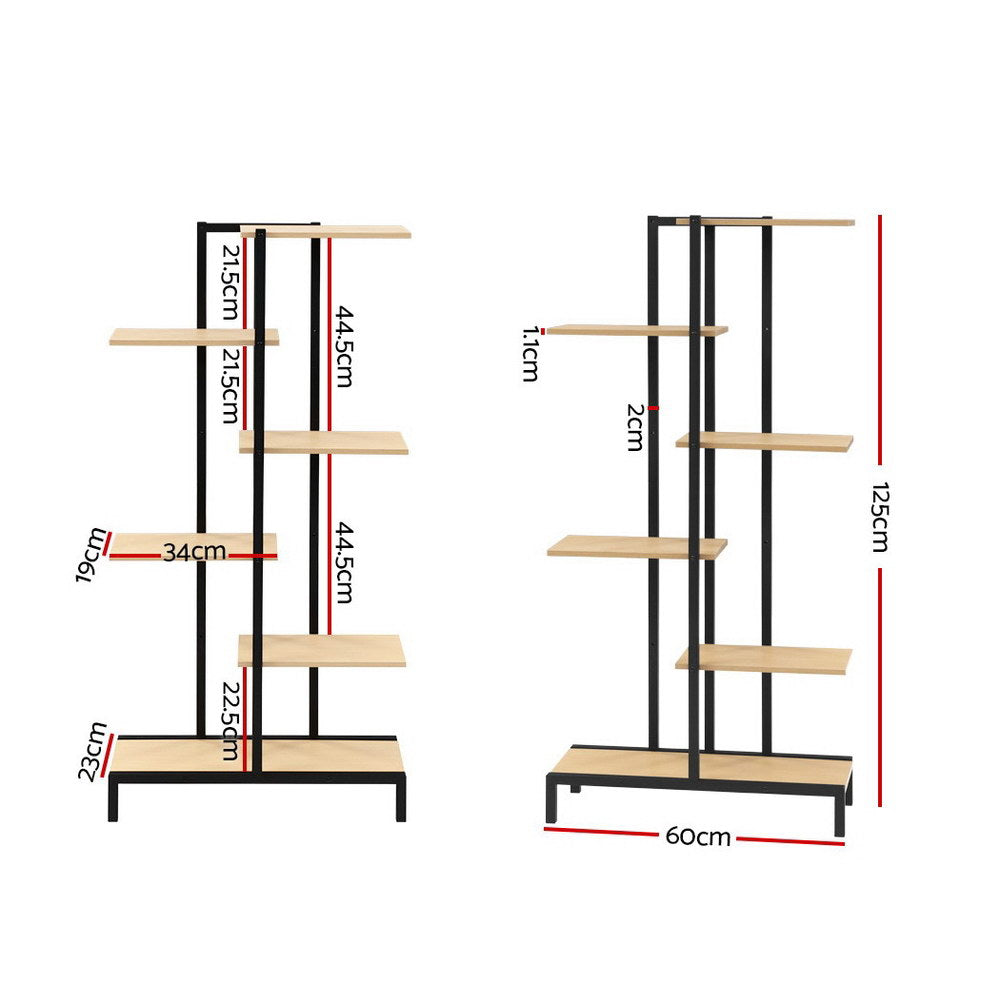 Artiss 6-Tier Indoor Outdoor Metal Wood Plant Stand Garden Shelf Display