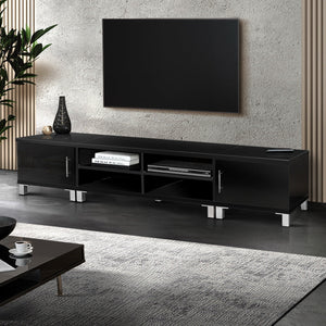 Artiss Entertainment Unit With Cabinets - Black