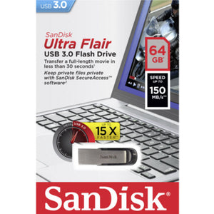 Sandisk 64Gb Cz73 Ultra Flair Usb 3.0 Flash Drive Upto 150Mb/S