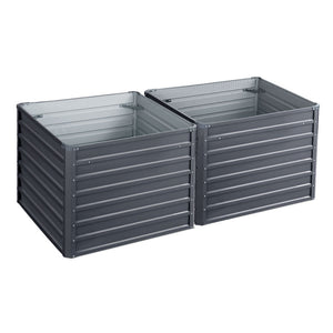 Greenfingers Garden Bed 2Pcs 100X100x77cm Galvanised Steel Raised Planter