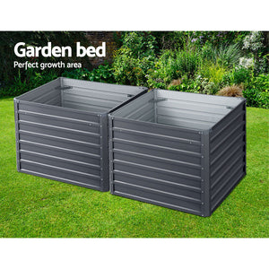 Greenfingers Garden Bed 2Pcs 100X100x77cm Galvanised Steel Raised Planter