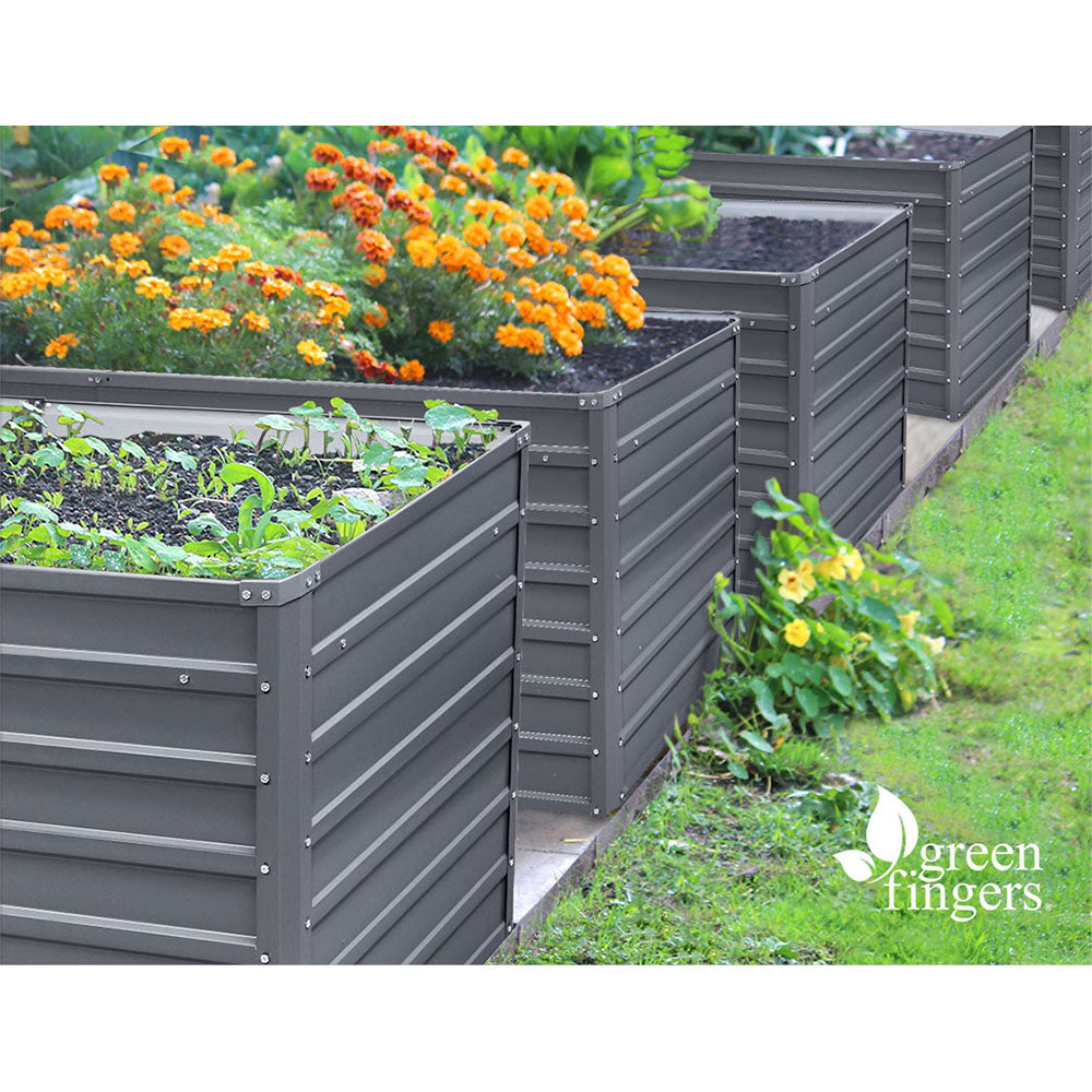 Greenfingers Garden Bed 2Pcs 100X100x77cm Galvanised Steel Raised Planter