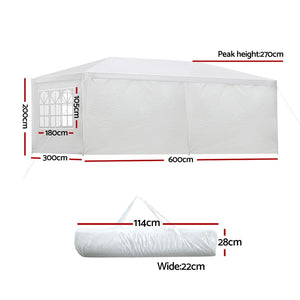 Instahut Gazebo Outdoor Marquee Wedding Gazebos Party Tent Camping White 3X6m