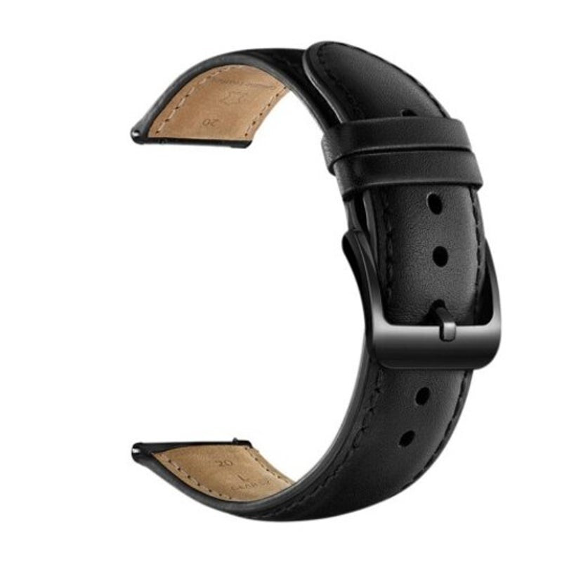 Genuine Leather Watch Wristband Strap For Amazfit Bip Youth Black