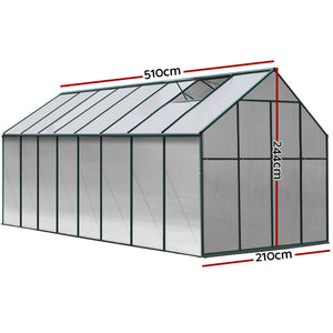 Greenfingers Aluminium Greenhouse Polycarbonate House Garden Shed 5.1X2.44M