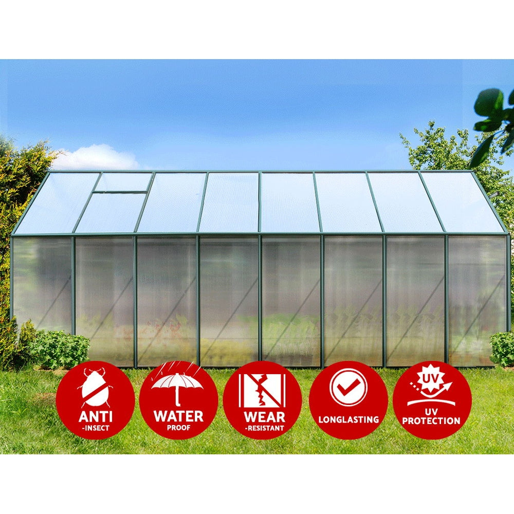 Greenfingers Aluminium Greenhouse Polycarbonate House Garden Shed 5.1X2.44M