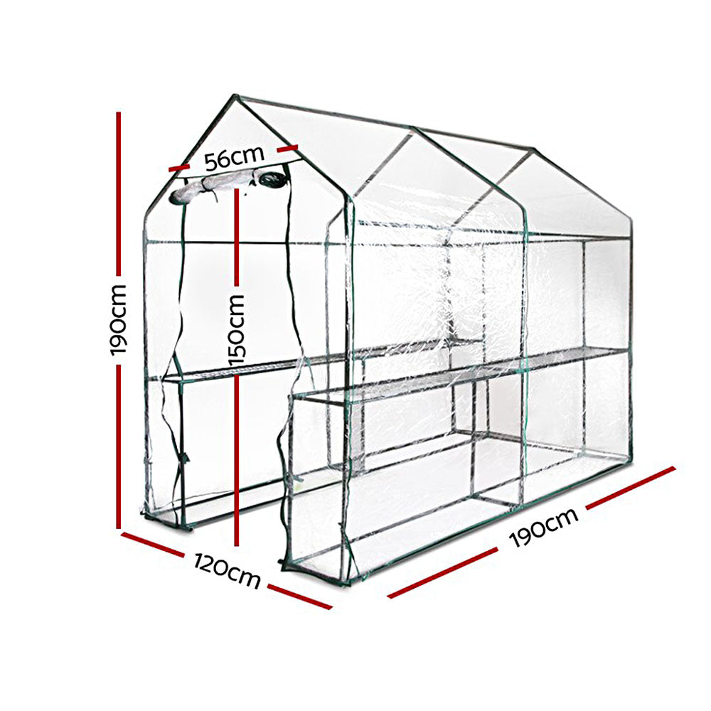 Greenfingers Greenhouse Garden Shed House 1.9X1.2M Storage Greenhouses Clear