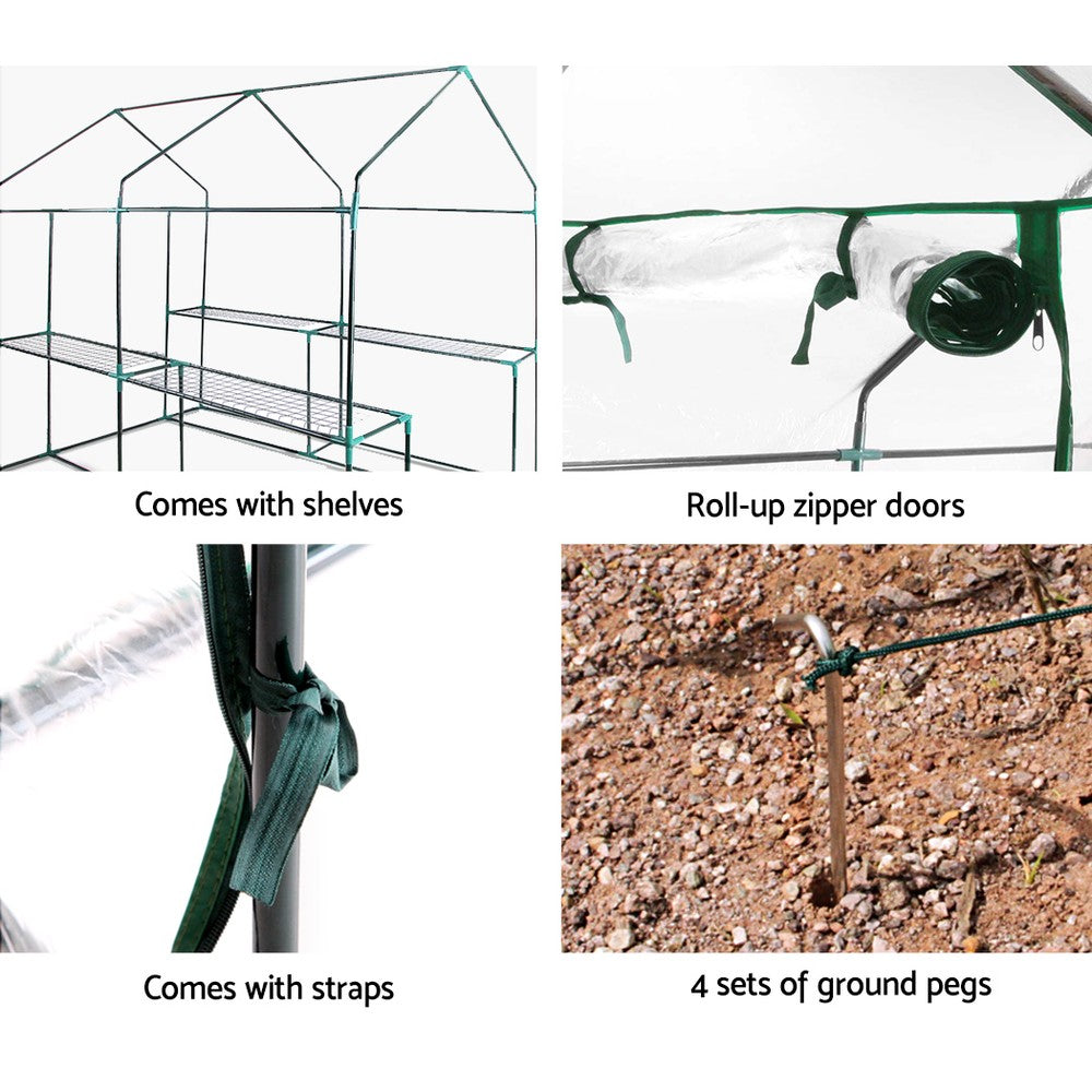 Greenfingers Greenhouse Garden Shed House 1.9X1.2M Storage Greenhouses Clear