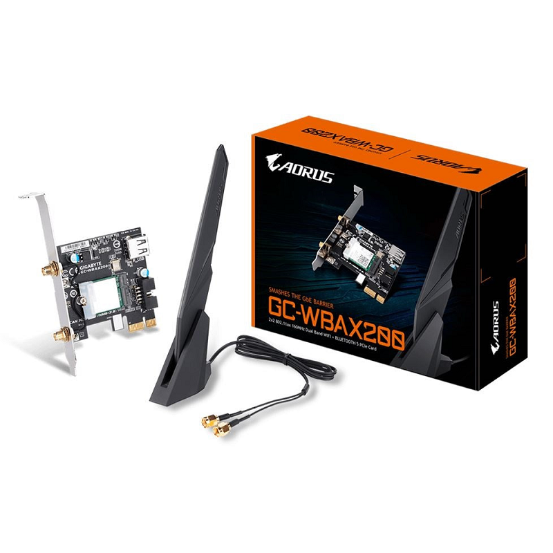 Gigabyte Gc-Wbax200 Wifi 6 Pcie Adapter 2400Mbps 160Mhz Dual Band Wireless + Bluetooth 5 Mu-Mimo Tx/Rx