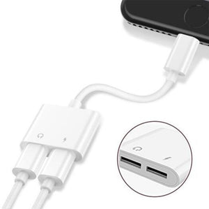 Dual Headphone Jack Audio Adapter With Charge Splitter White