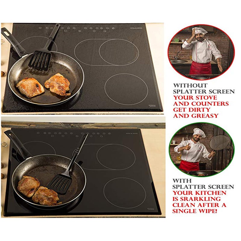 Grease Splatter Screen For Frying Pan 13 Inch Stops 99 Of Hot Oil Splash Protects Skin From Burns Guard Cooking