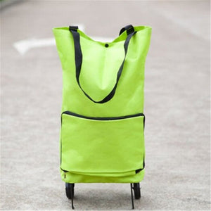 Green Protable Shopping Trolley Tote Bag Foldable Cart Rolling Grocery Wheels Lawn