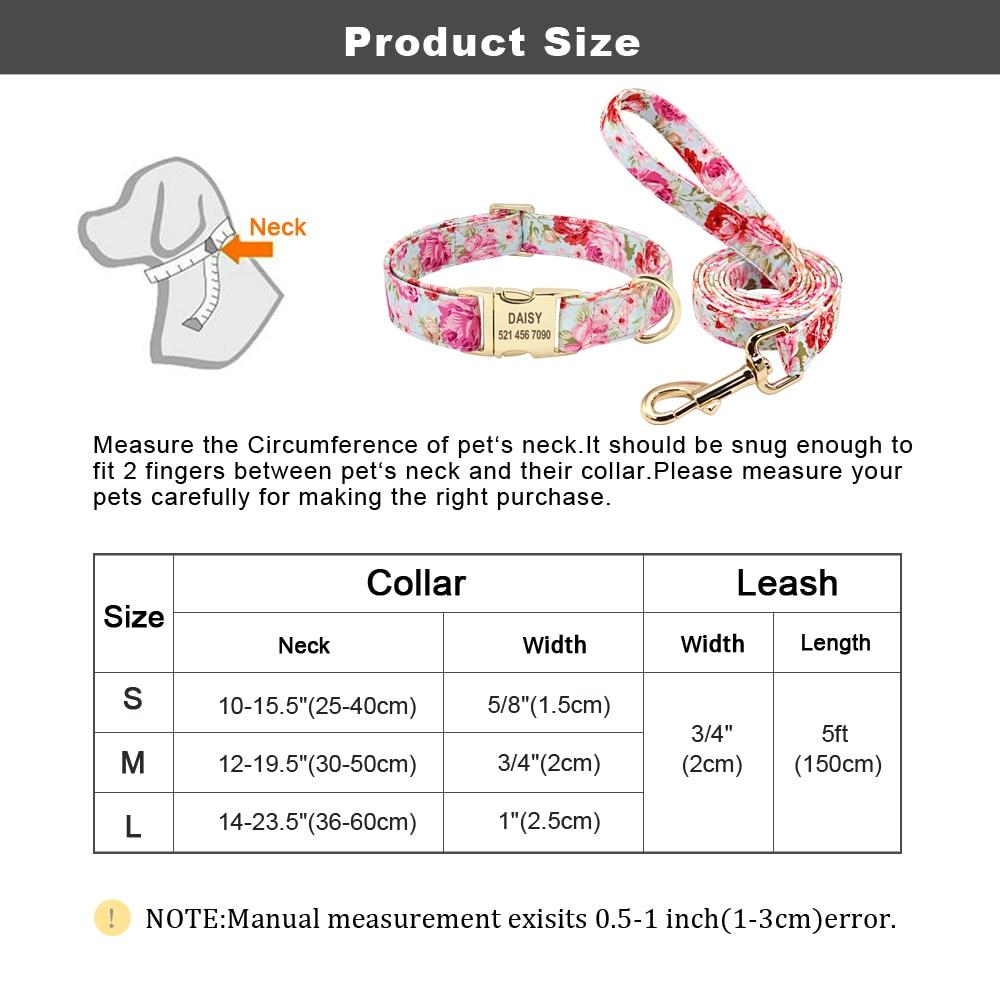 Handmade Personalized Floral Nylon Printed Dog Collar And Leash Sets