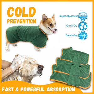 Green Microfibre Absorbent Pet Bathrobe Dog Clothing