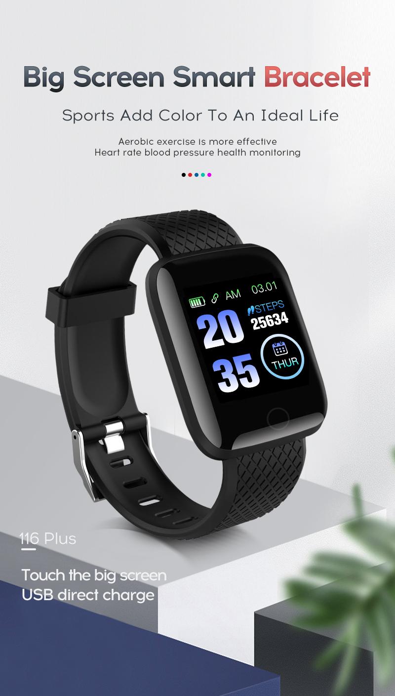 Fitness Tracker Colour Screen Rechargeable Smart Bracelet Sports