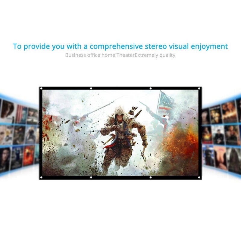 H120 169 Inch Portable Foldable Projector Screen White