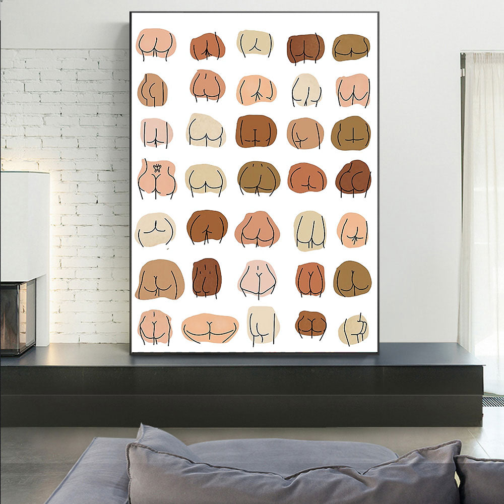 Sexy Butts Collage Canvas Wall Art Painting Funny Bathroom Modern Prints Minimalist