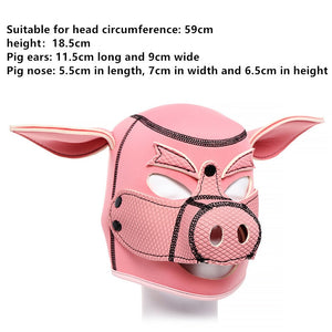 Neoprene Pink Pig Mask Hood Bdsm Pet Play Fetish Costume