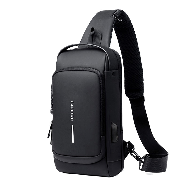 Anti-Theft Stylish Locking Usb Crossbody Sling Bag Men