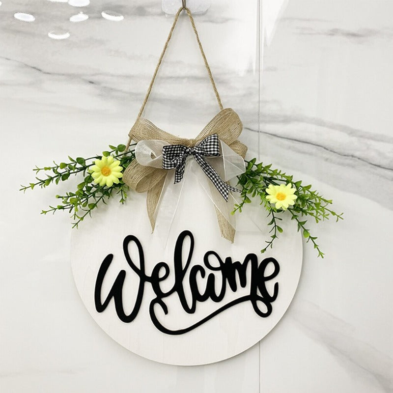 Welcome Hello Hanging Decoration Front Door Rustic Sign