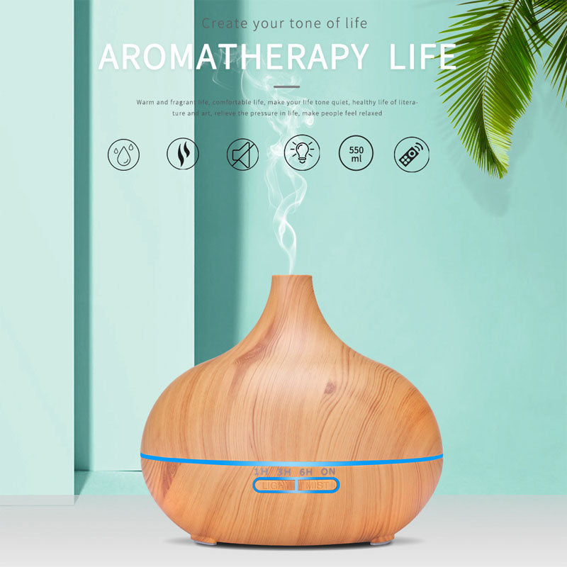 Humidifiers Wood Grain Aroma Diffuser 300Ml Essential Oil Electric Ultrasonic Aromatherapy With Auto Shut Off Function F