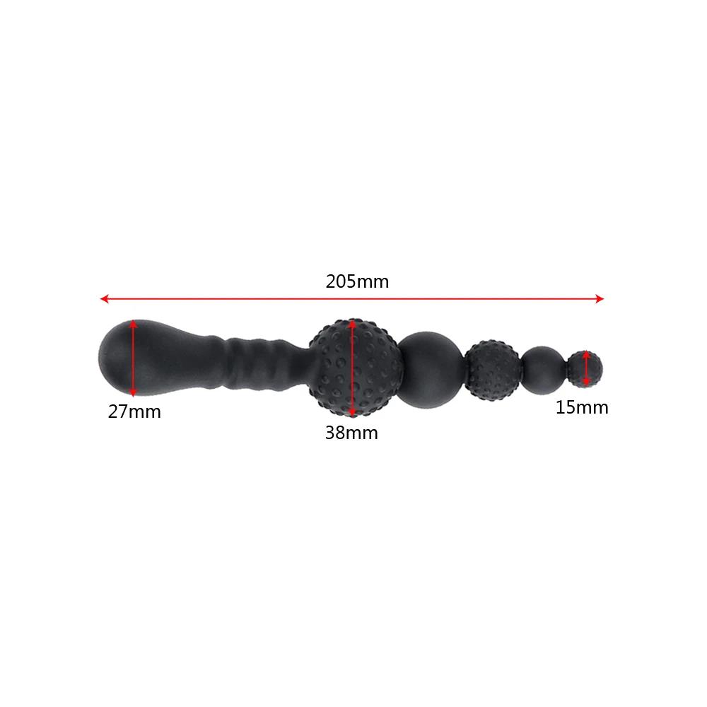 Black Flexible Dildo Silicone Butt Plug Anal Beads Double Ended