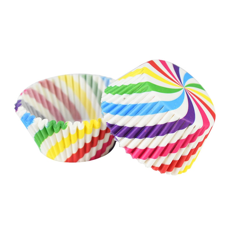 100Pcs Rainbow Muffin Cupcake Paper Cups Liner Baking Decorating Tools Party