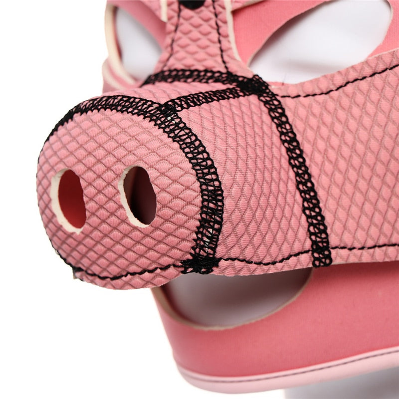 Neoprene Pink Pig Mask Hood Bdsm Pet Play Fetish Costume