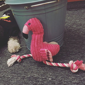 Plush Flamingo Dog Shaker Toy