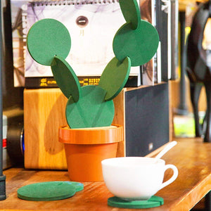 Cute Creative Cactus Potted Plant Coaster Heat Mat Set