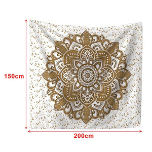 Gold White Mandala Tapestry Wall Hanging Boho Home Decor