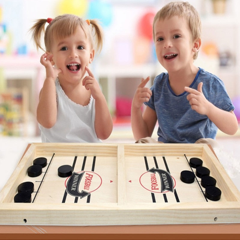 Wooden Sling Puck Tabletop Board Game Family Party Games