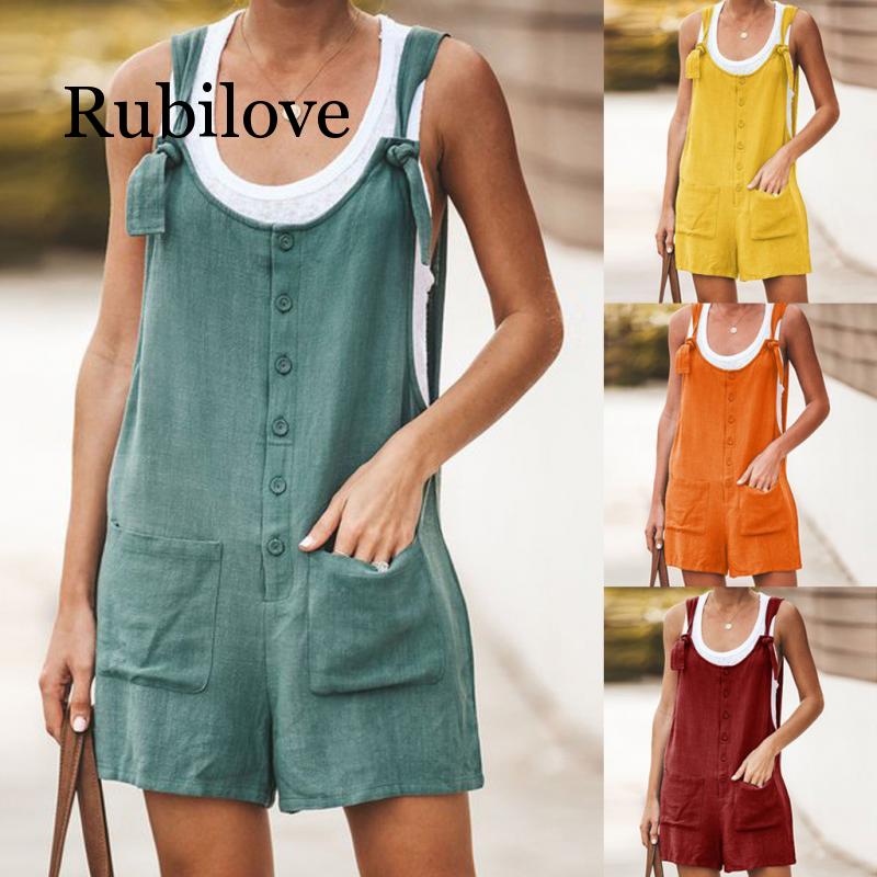 Women's Boho Clothing Casual Loose Jumpsuits Fashion Playsuit Tie Strap Pockets