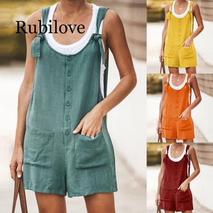 Women's Boho Clothing Casual Loose Jumpsuits Fashion Playsuit Tie Strap Pockets