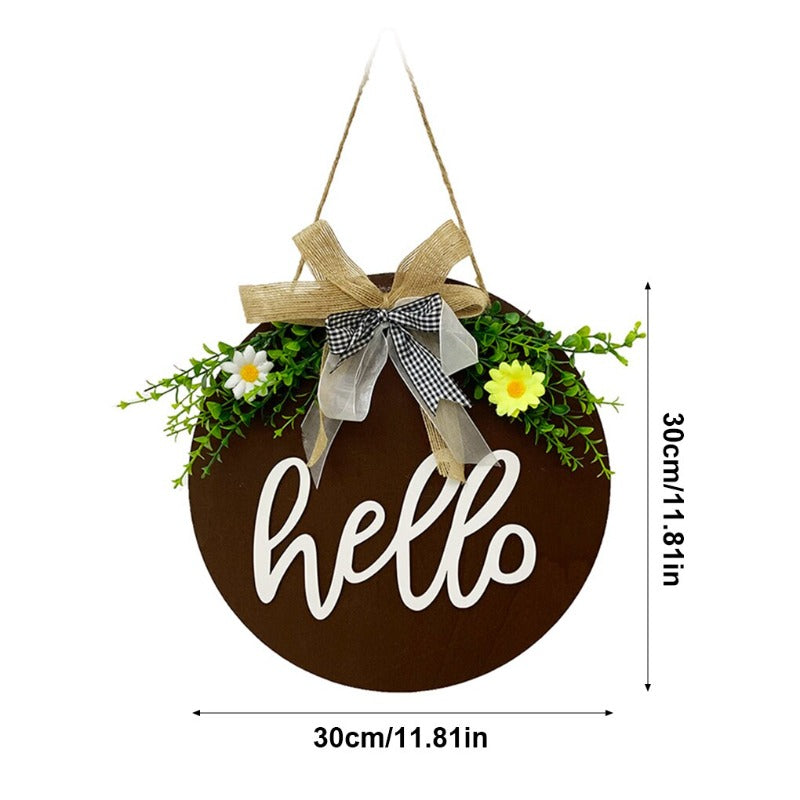 Welcome Hello Hanging Decoration Front Door Rustic Sign