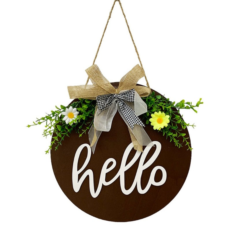 Welcome Hello Hanging Decoration Front Door Rustic Sign