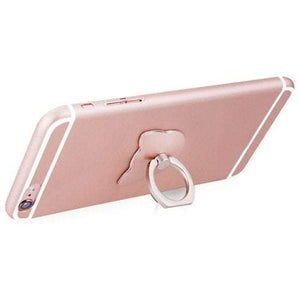 Cartoon Cat Head 360 Degree Finger Ring Mobile Phone Stand Holder Rose Gold