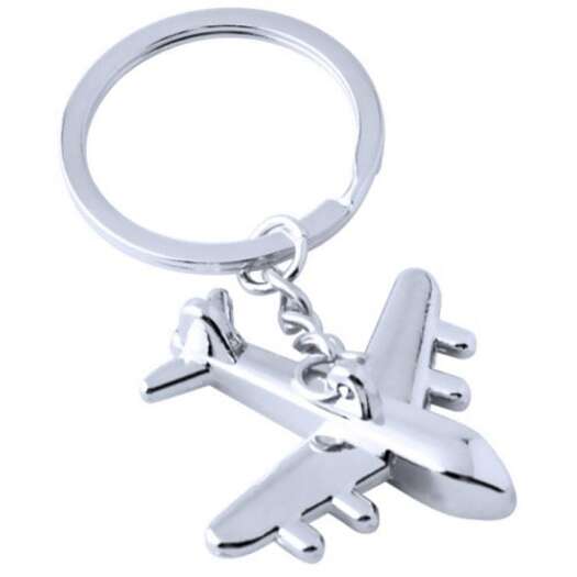 Creative Aeroplane Metal Car Key Chain Ring Silver