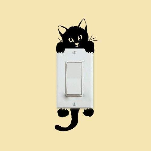 Kid's Wall Stickers Fashion Cartoon Cute Kitten Light Switch Bedroom Decoration