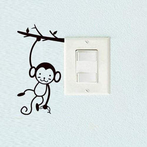 Kid's Wall Stickers Monkey For Switch Decoration Vinyl Home Decal Black