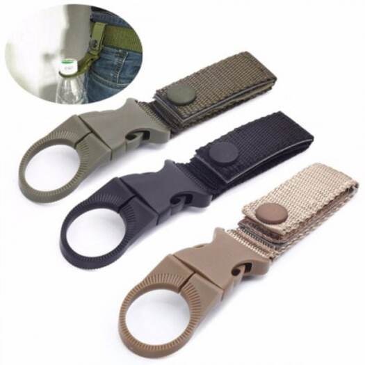 Carabiners Outdoor Tactical Nylon Webbing Water Bottle Hang Buckle Light Khaki