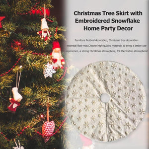 Embroidered Snowflake Christmas Tree Skirt Home Holiday Decorations