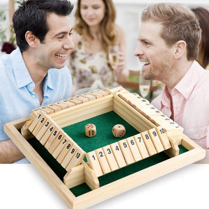 Four Player Shut The Box Family Wooden Dice Board Game