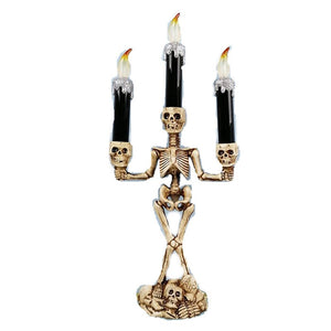 Halloween Skeleton Ghost Flameless Electronic Candles Light Decorative Prop Silver