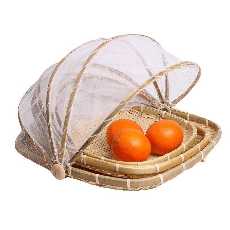 Dustproof Basket Bamboo Fly Cover Outdoor Picnic Food