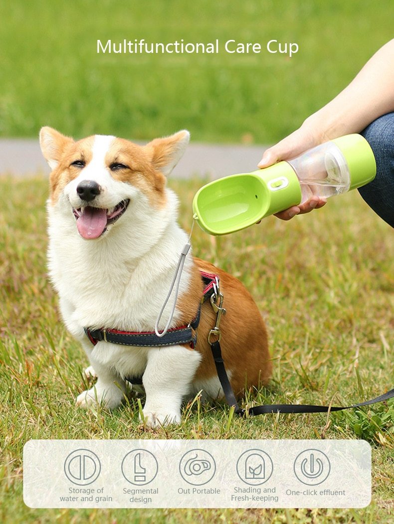 Sip And Snack Food Travel Water Bottle For Dogs