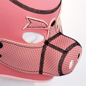 Neoprene Pink Pig Mask Hood Bdsm Pet Play Fetish Costume