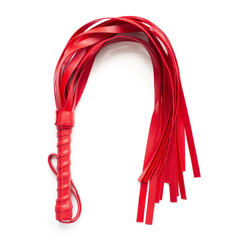 House Of Dasein 45Cm Black / White Red Flogger Bdsm Impact Play Spanking Whip Kink Fetish