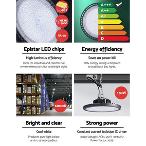 Leier Led High Bay Lights 150W Industrial Workshop Warehouse Gym Bk