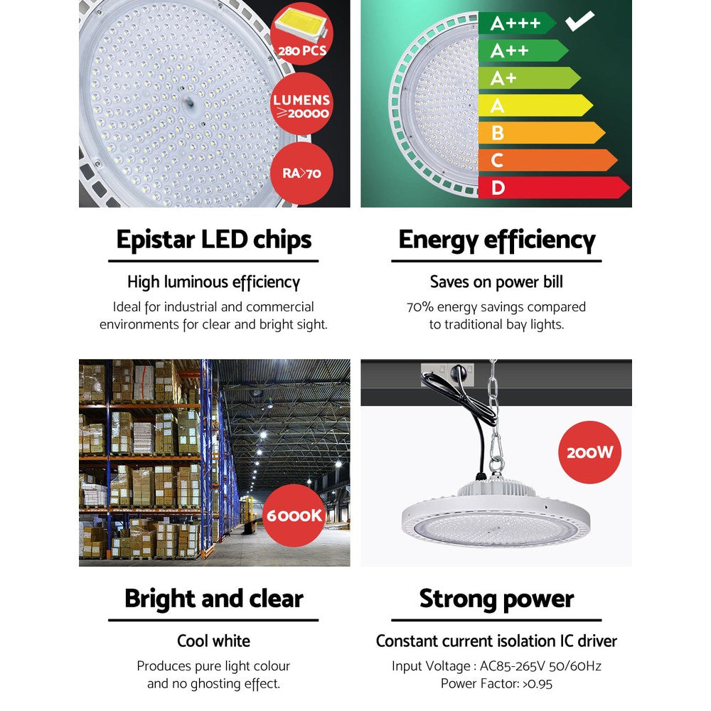 Leier Led High Bay Lights 200W Industrial Workshop Warehouse Gym Wh